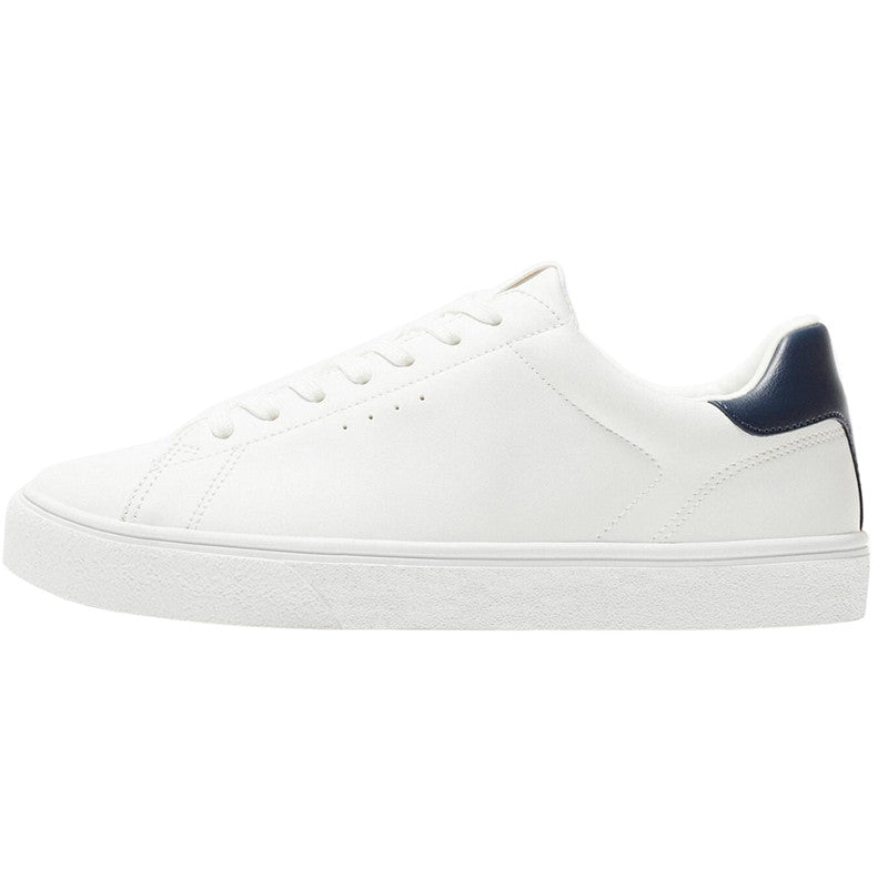The Everyday White Sneaker — Navy Heel